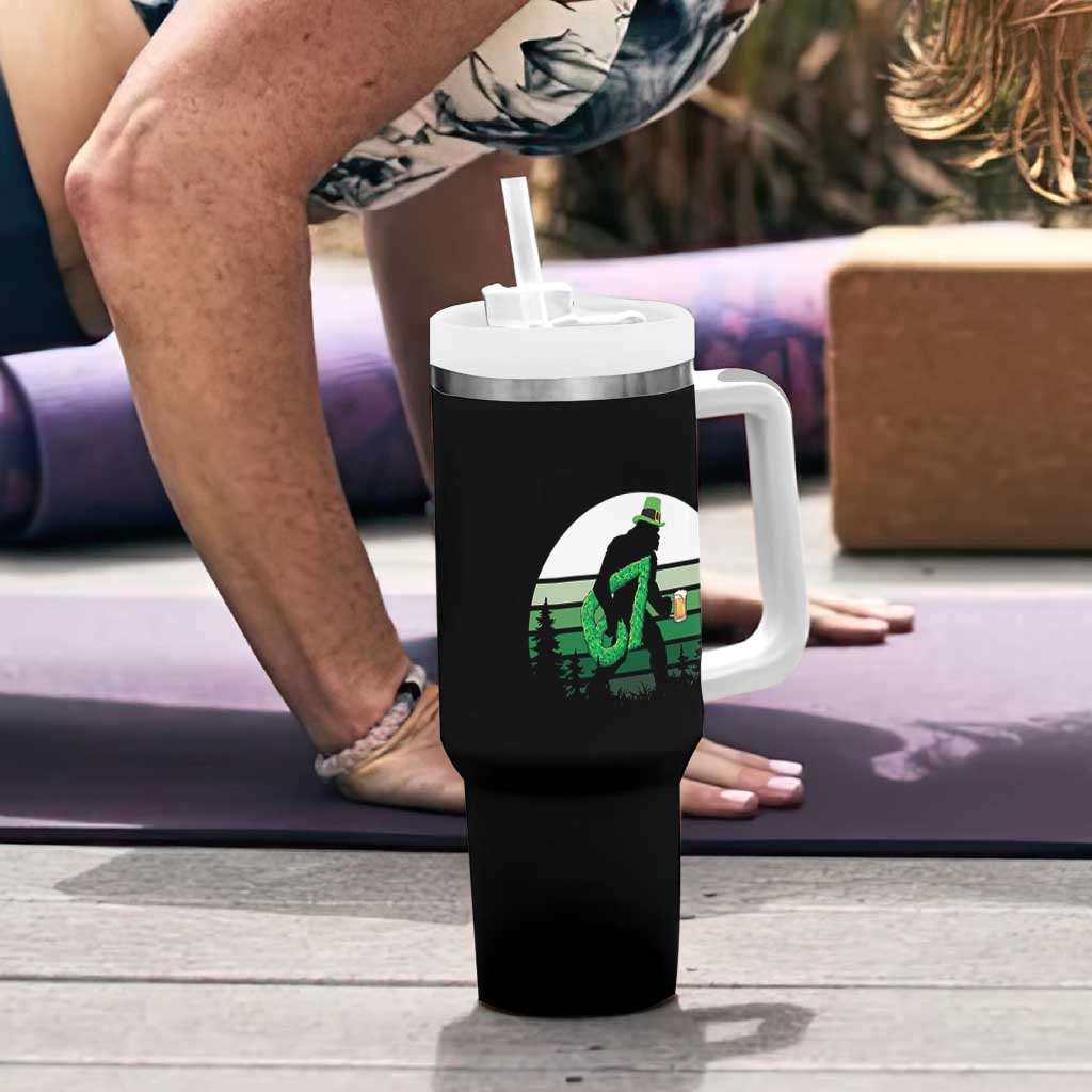 Funny St Patricks Bigfoot Says Six Seven Tumbler With Handle Gen Z Irish Gift