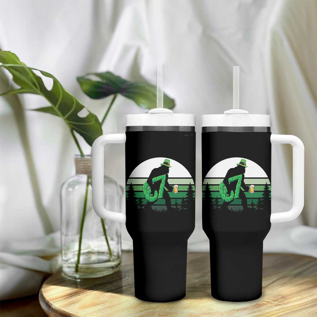Funny St Patricks Bigfoot Says Six Seven Tumbler With Handle Gen Z Irish Gift
