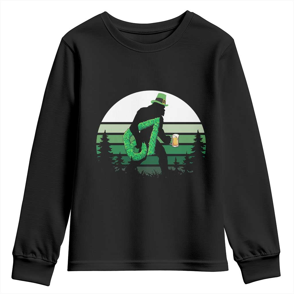 Funny St Patricks Bigfoot Says Six Seven Youth Sweatshirt Gen Z Irish Gift
