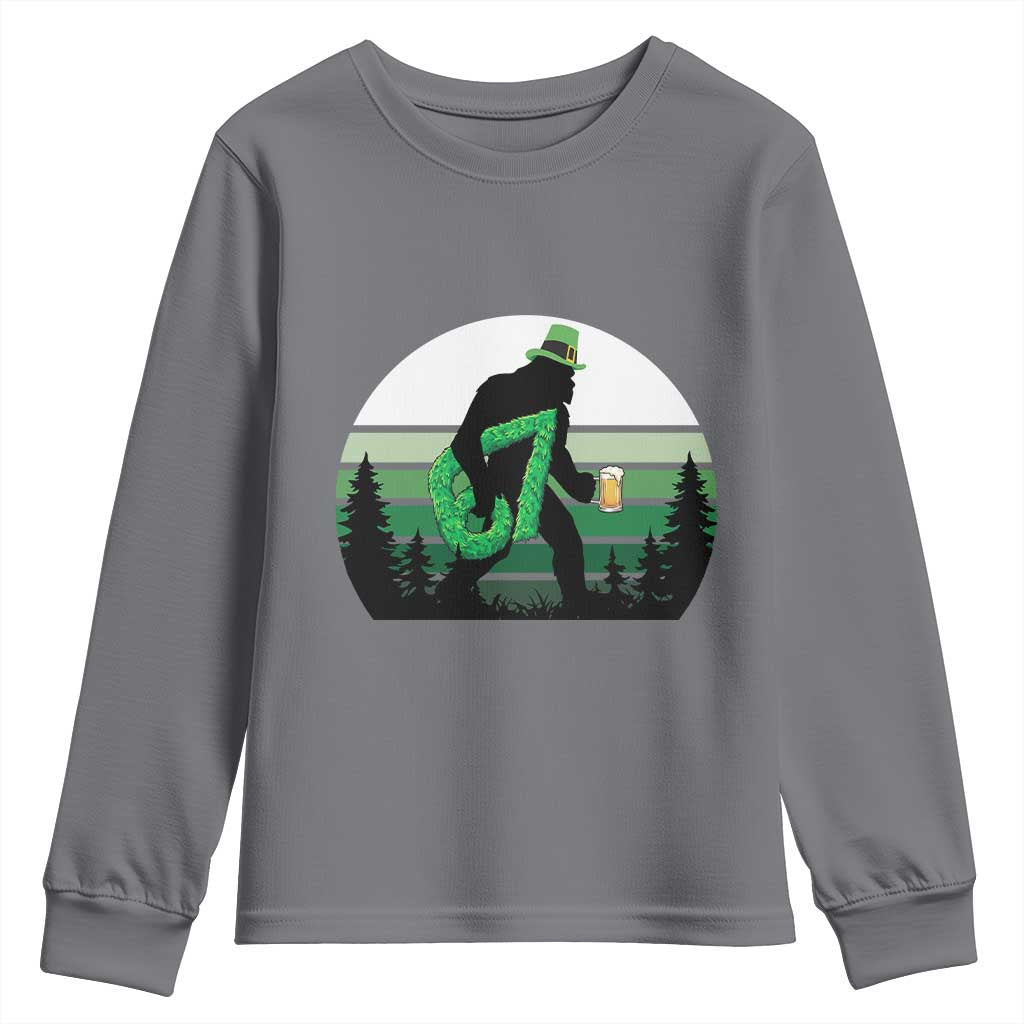 Funny St Patricks Bigfoot Says Six Seven Youth Sweatshirt Gen Z Irish Gift