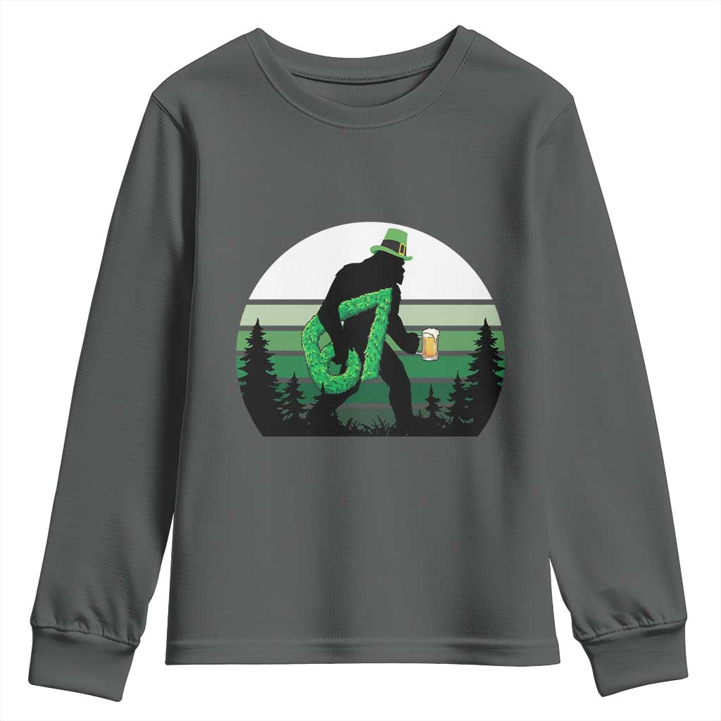 Funny St Patricks Bigfoot Says Six Seven Youth Sweatshirt Gen Z Irish Gift