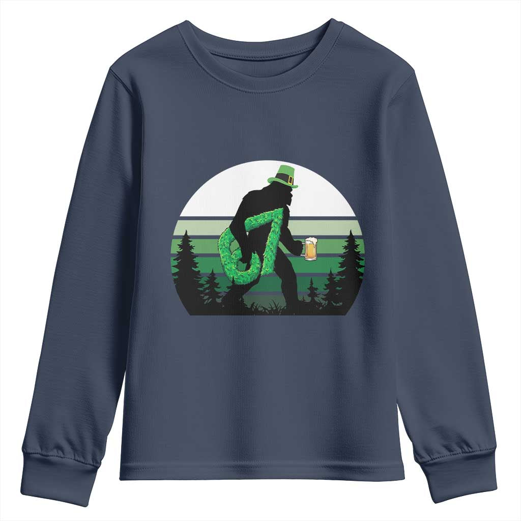 Funny St Patricks Bigfoot Says Six Seven Youth Sweatshirt Gen Z Irish Gift
