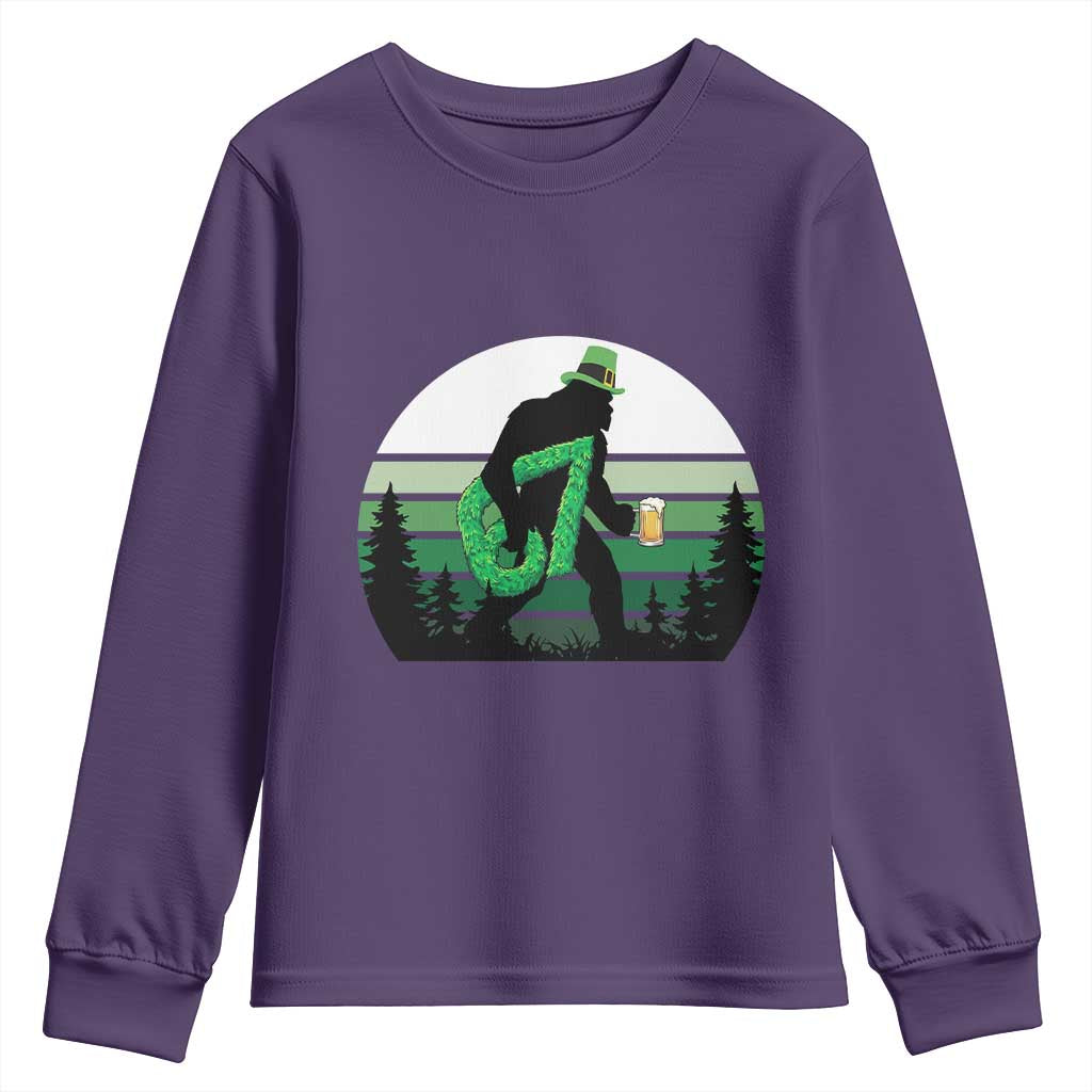 Funny St Patricks Bigfoot Says Six Seven Youth Sweatshirt Gen Z Irish Gift