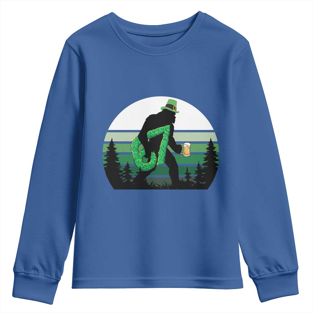 Funny St Patricks Bigfoot Says Six Seven Youth Sweatshirt Gen Z Irish Gift