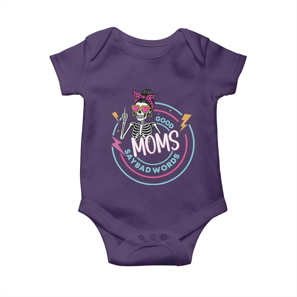 Funny Skeleton Mom Graphic Baby Onesie Good Moms Say Bad Words