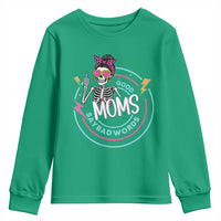 Funny Skeleton Mom Graphic Youth Sweatshirt Good Moms Say Bad Words