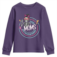 Funny Skeleton Mom Graphic Youth Sweatshirt Good Moms Say Bad Words