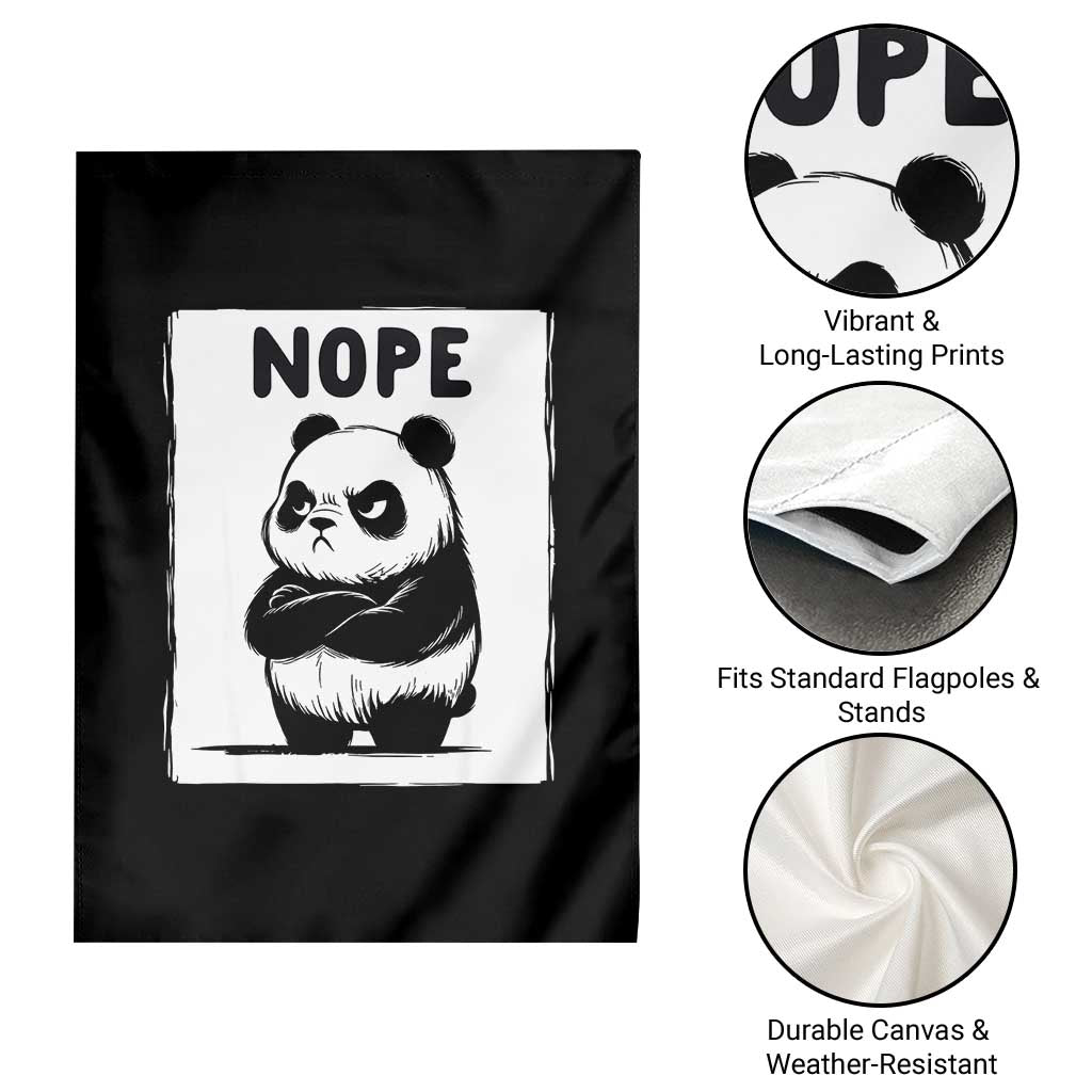Grumpy Panda Says Nope Garden Flag Japanese Aesthetic Panda Bear Graphic