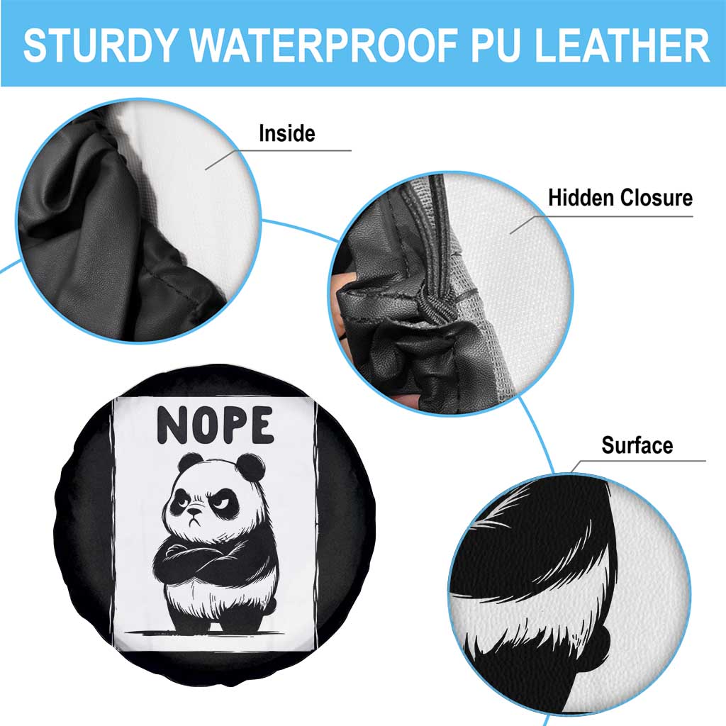 Grumpy Panda Says Nope Spare Tire Cover Japanese Aesthetic Panda Bear Graphic