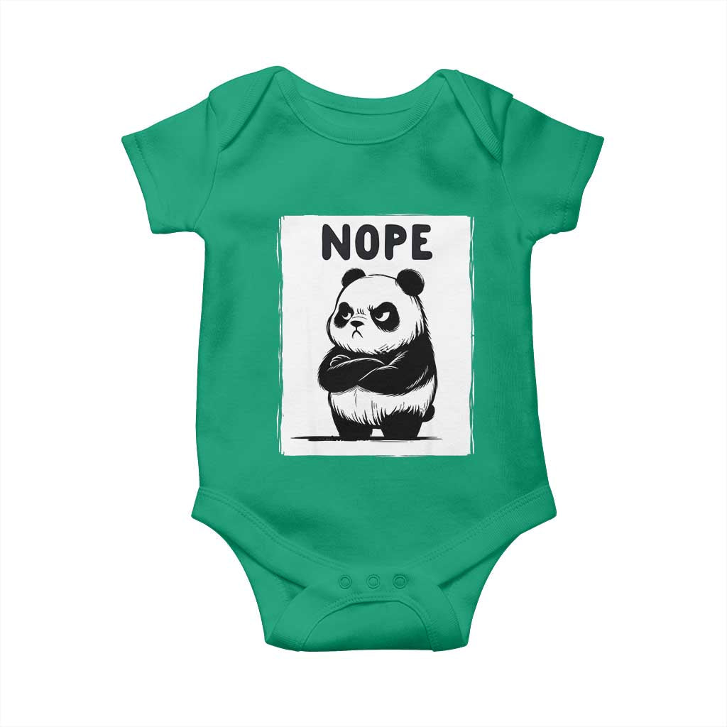 Grumpy Panda Says Nope Baby Onesie Japanese Aesthetic Panda Bear Graphic