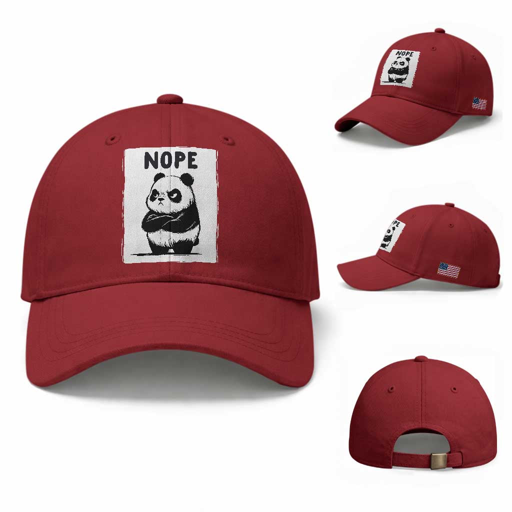 Grumpy Panda Says Nope Baseball Cap Japanese Aesthetic Panda Bear Graphic