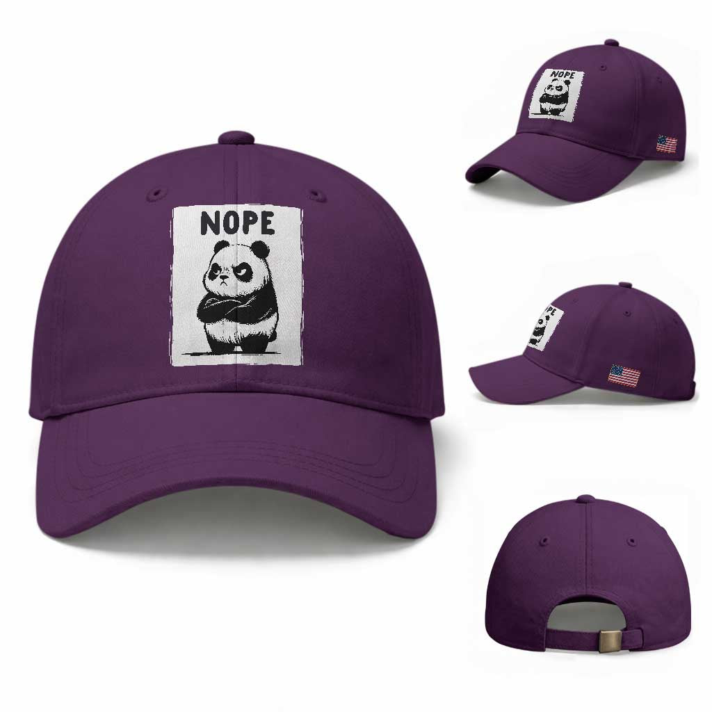 Grumpy Panda Says Nope Baseball Cap Japanese Aesthetic Panda Bear Graphic