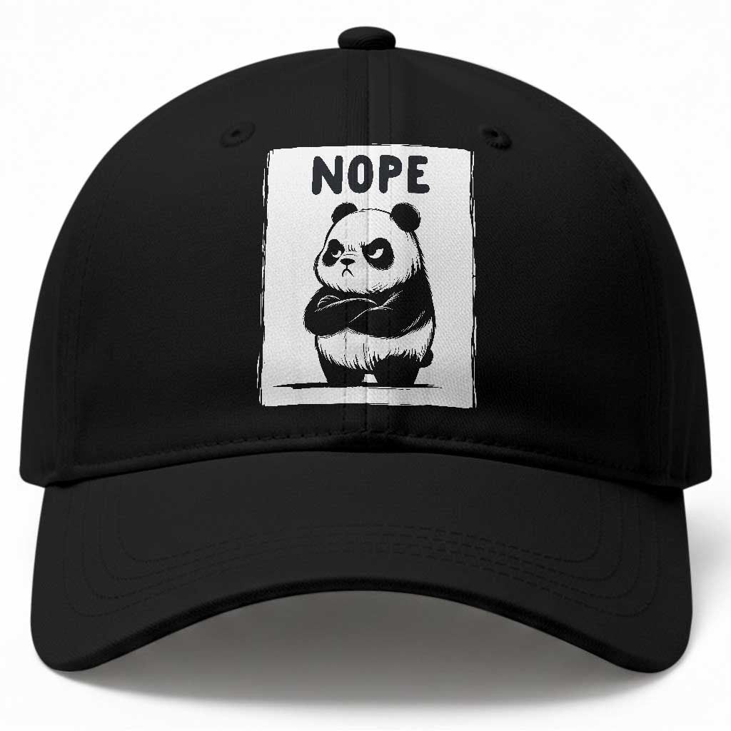 Grumpy Panda Says Nope Baseball Cap Japanese Aesthetic Panda Bear Graphic