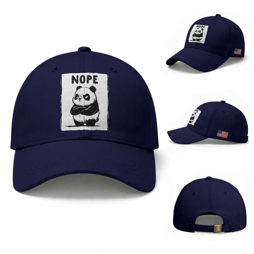 Grumpy Panda Says Nope Baseball Cap Japanese Aesthetic Panda Bear Graphic
