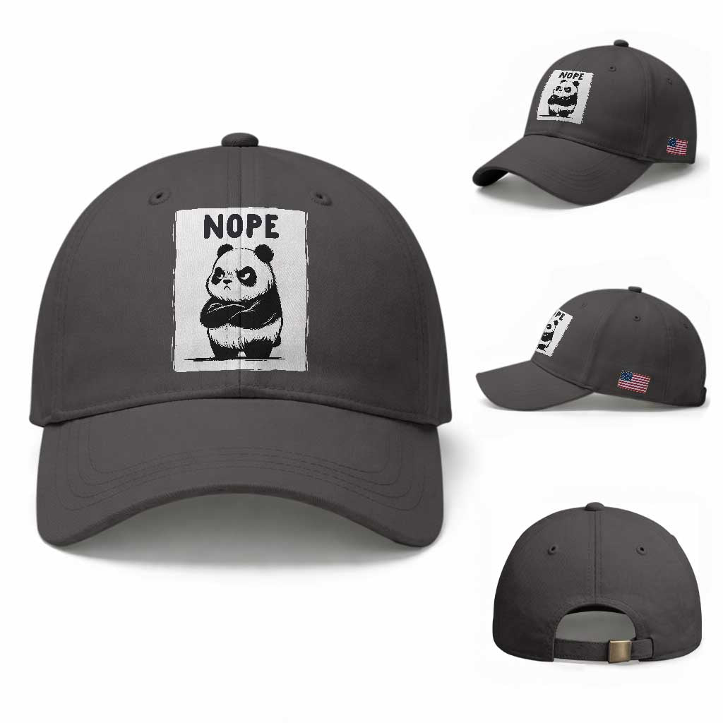 Grumpy Panda Says Nope Baseball Cap Japanese Aesthetic Panda Bear Graphic
