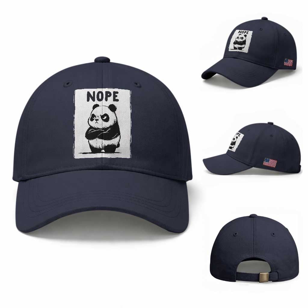 Grumpy Panda Says Nope Baseball Cap Japanese Aesthetic Panda Bear Graphic
