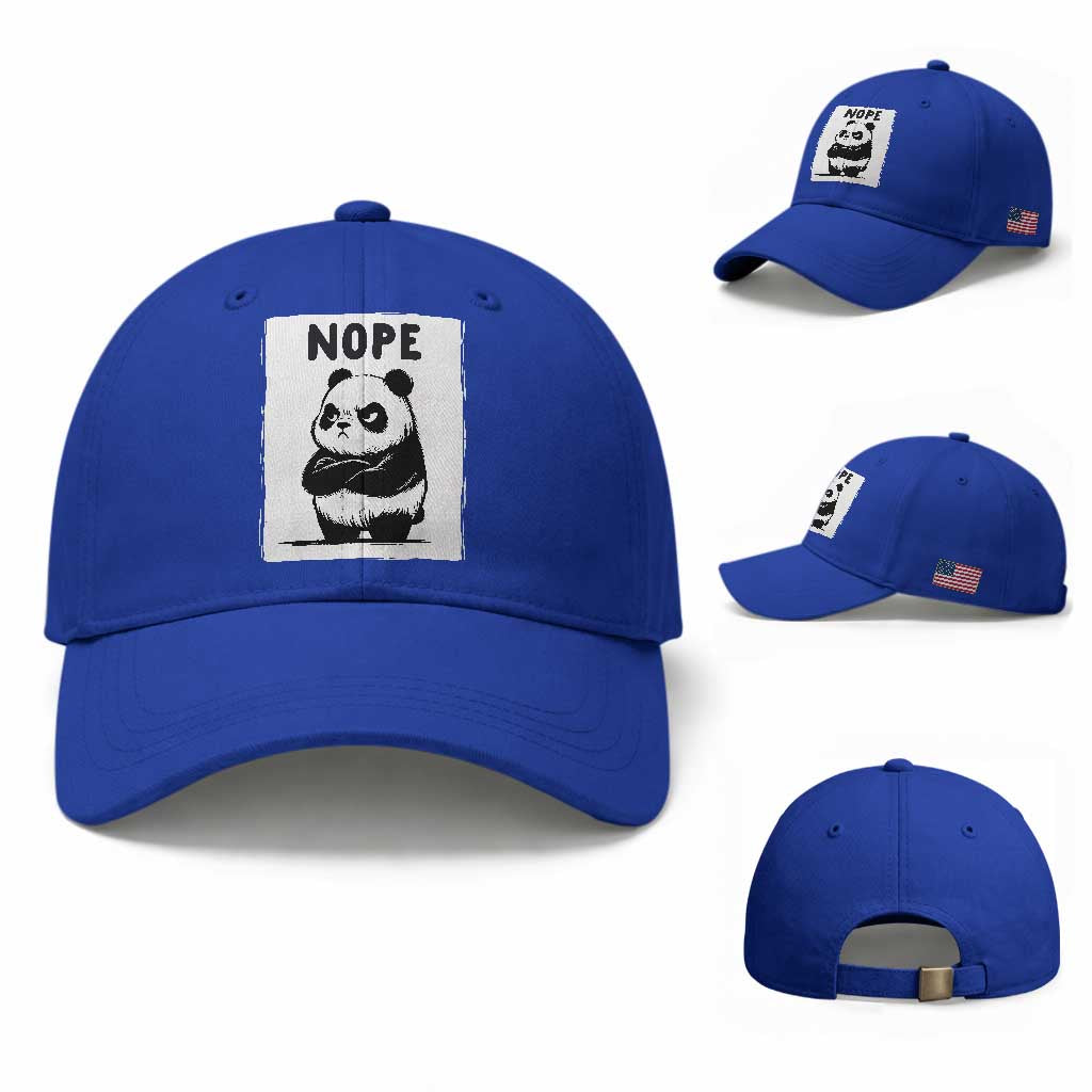 Grumpy Panda Says Nope Baseball Cap Japanese Aesthetic Panda Bear Graphic