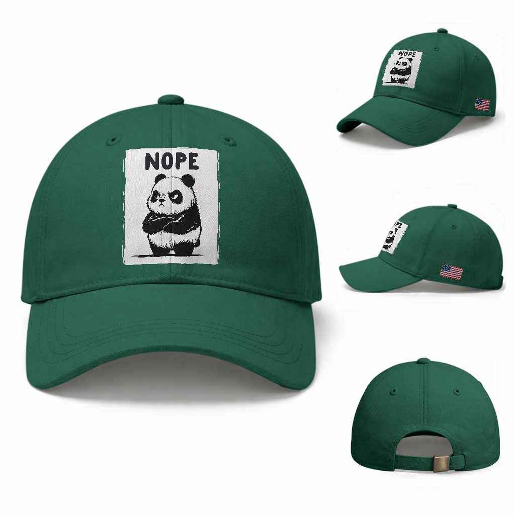 Grumpy Panda Says Nope Baseball Cap Japanese Aesthetic Panda Bear Graphic