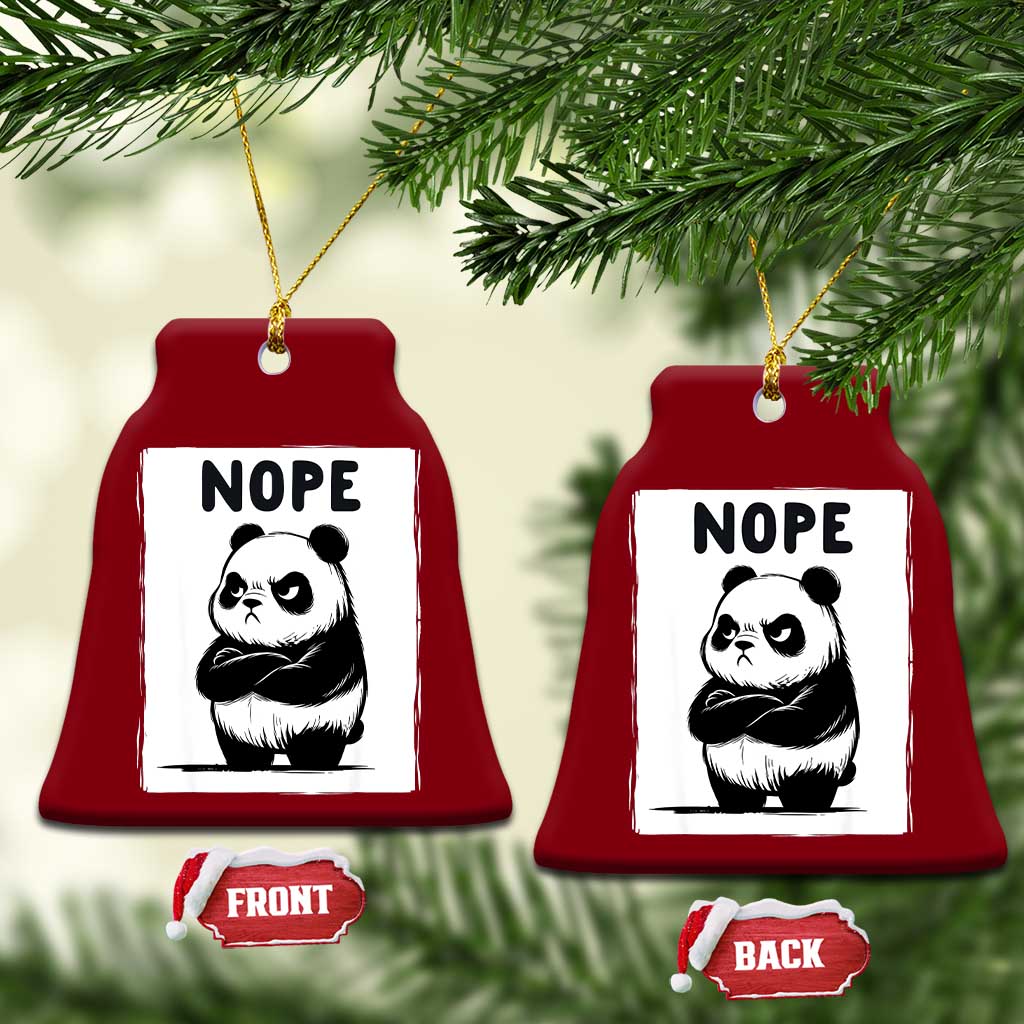Grumpy Panda Says Nope Ceramic Ornament Japanese Aesthetic Panda Bear Graphic