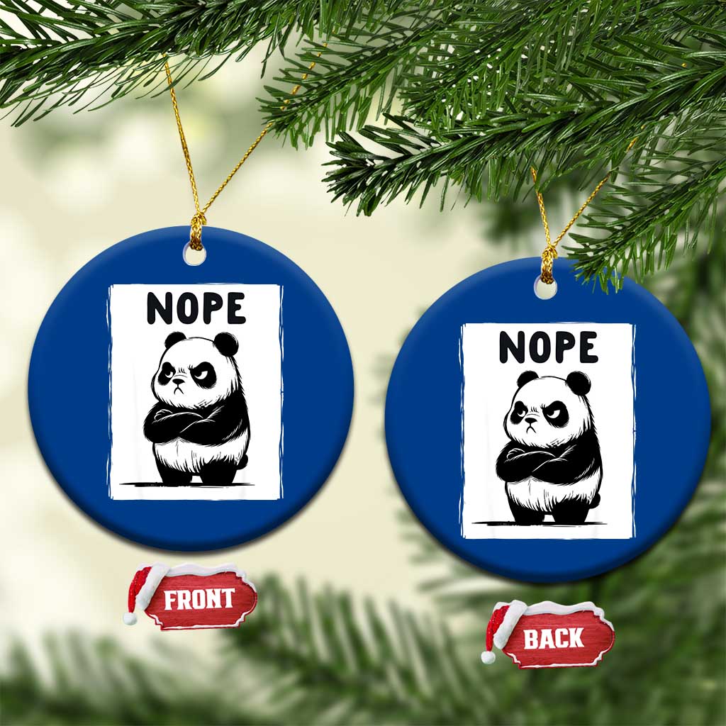 Grumpy Panda Says Nope Ceramic Ornament Japanese Aesthetic Panda Bear Graphic