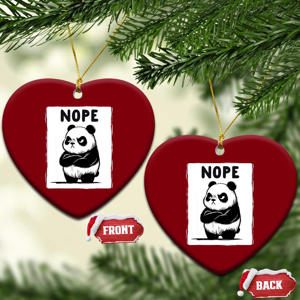 Grumpy Panda Says Nope Ceramic Ornament Japanese Aesthetic Panda Bear Graphic