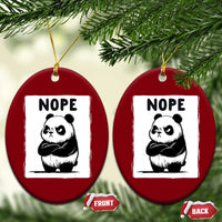 Grumpy Panda Says Nope Ceramic Ornament Japanese Aesthetic Panda Bear Graphic