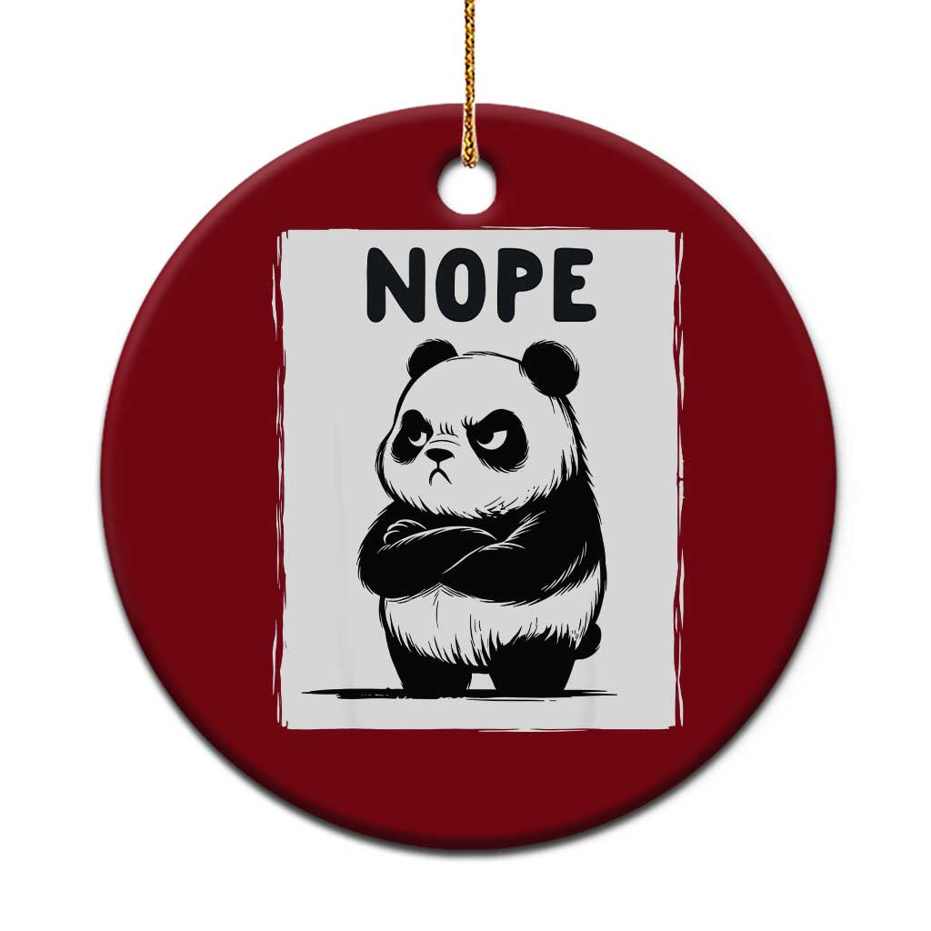 Grumpy Panda Says Nope Ceramic Ornament Japanese Aesthetic Panda Bear Graphic