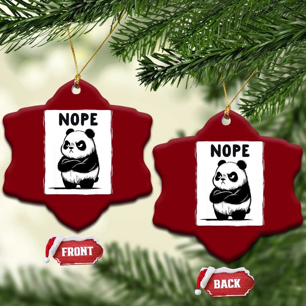 Grumpy Panda Says Nope Ceramic Ornament Japanese Aesthetic Panda Bear Graphic