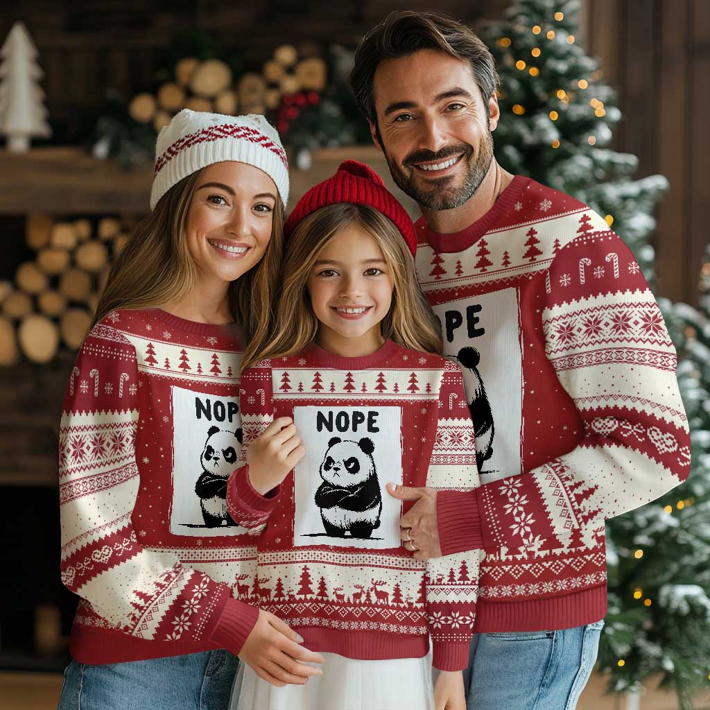 Grumpy Panda Says Nope Ugly Christmas Sweater Japanese Aesthetic Panda Bear Graphic