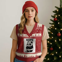 Grumpy Panda Says Nope V-Neck Knit Sweater Vest Japanese Aesthetic Panda Bear Graphic