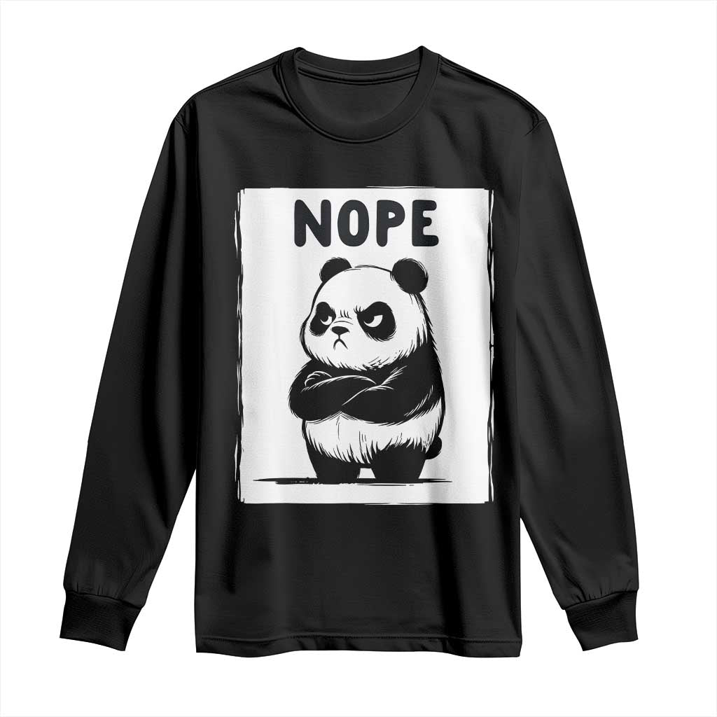 Grumpy Panda Says Nope Long Sleeve Shirt Japanese Aesthetic Panda Bear Graphic