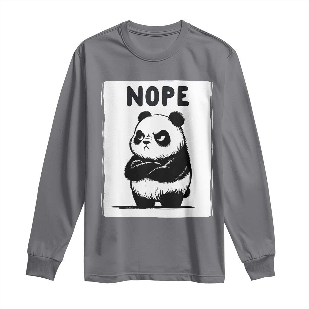 Grumpy Panda Says Nope Long Sleeve Shirt Japanese Aesthetic Panda Bear Graphic
