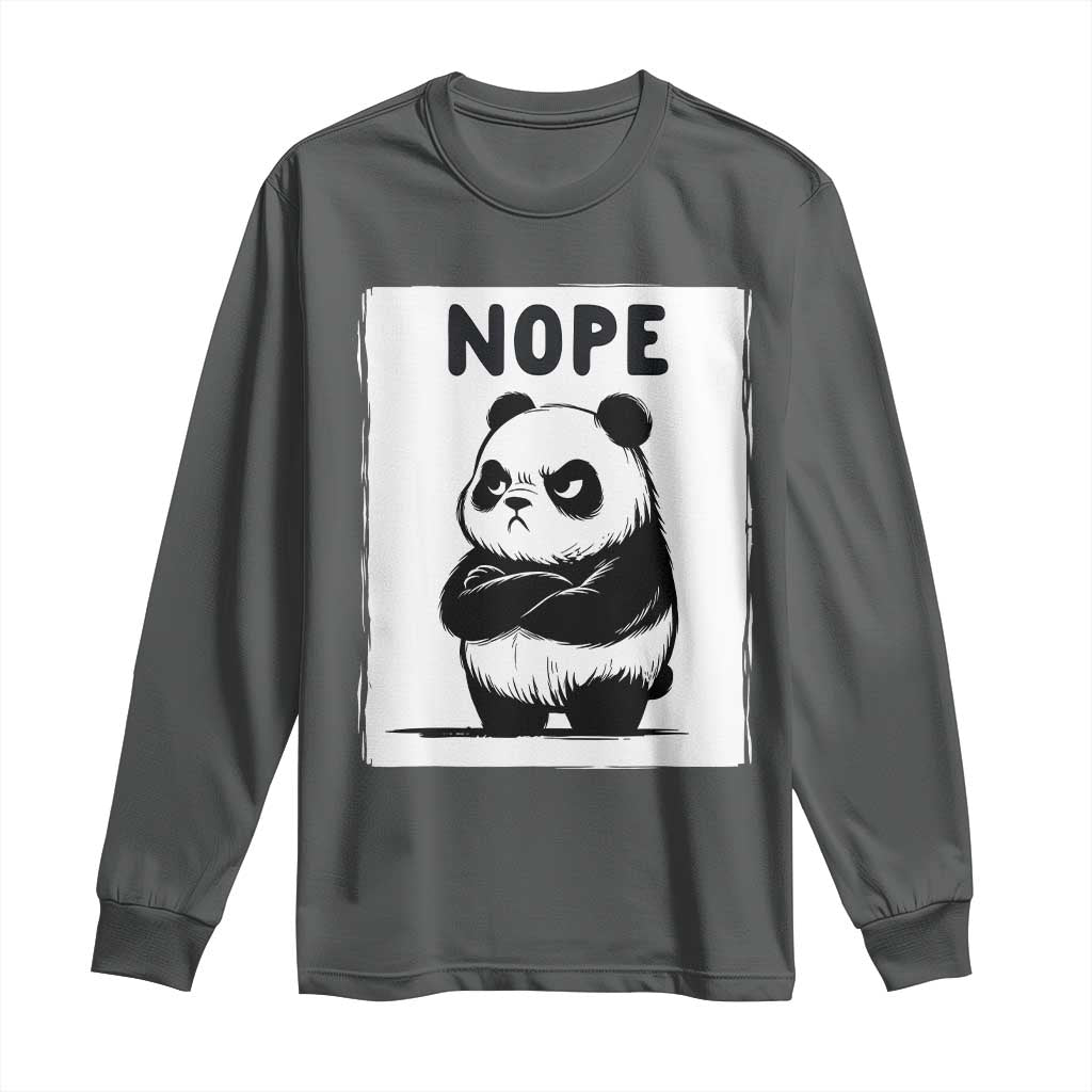 Grumpy Panda Says Nope Long Sleeve Shirt Japanese Aesthetic Panda Bear Graphic