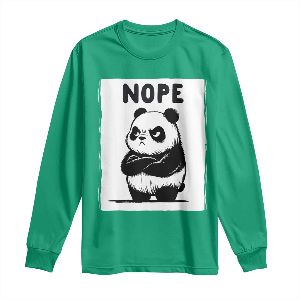 Grumpy Panda Says Nope Long Sleeve Shirt Japanese Aesthetic Panda Bear Graphic