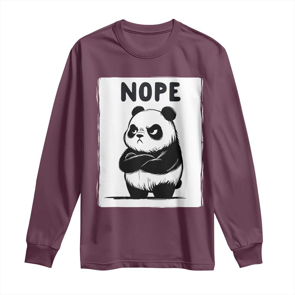 Grumpy Panda Says Nope Long Sleeve Shirt Japanese Aesthetic Panda Bear Graphic