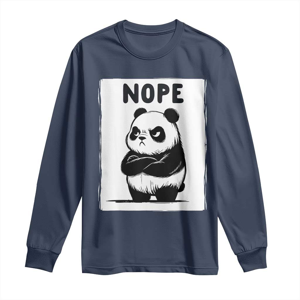 Grumpy Panda Says Nope Long Sleeve Shirt Japanese Aesthetic Panda Bear Graphic