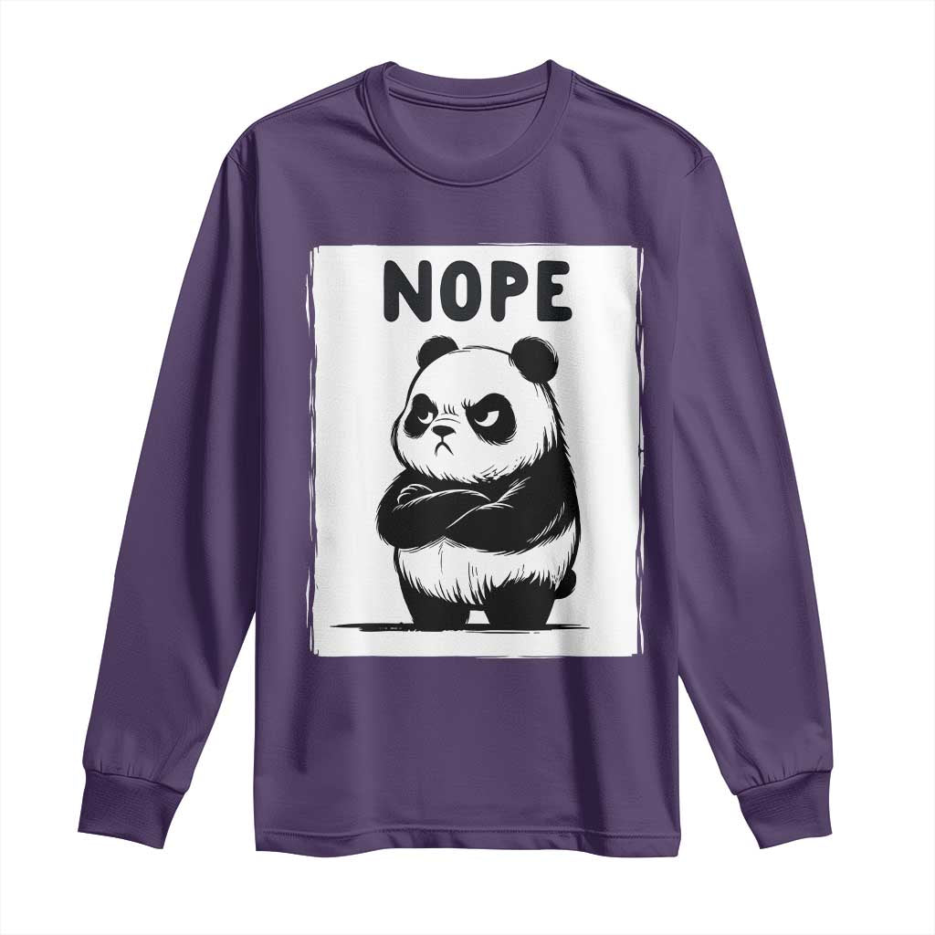 Grumpy Panda Says Nope Long Sleeve Shirt Japanese Aesthetic Panda Bear Graphic