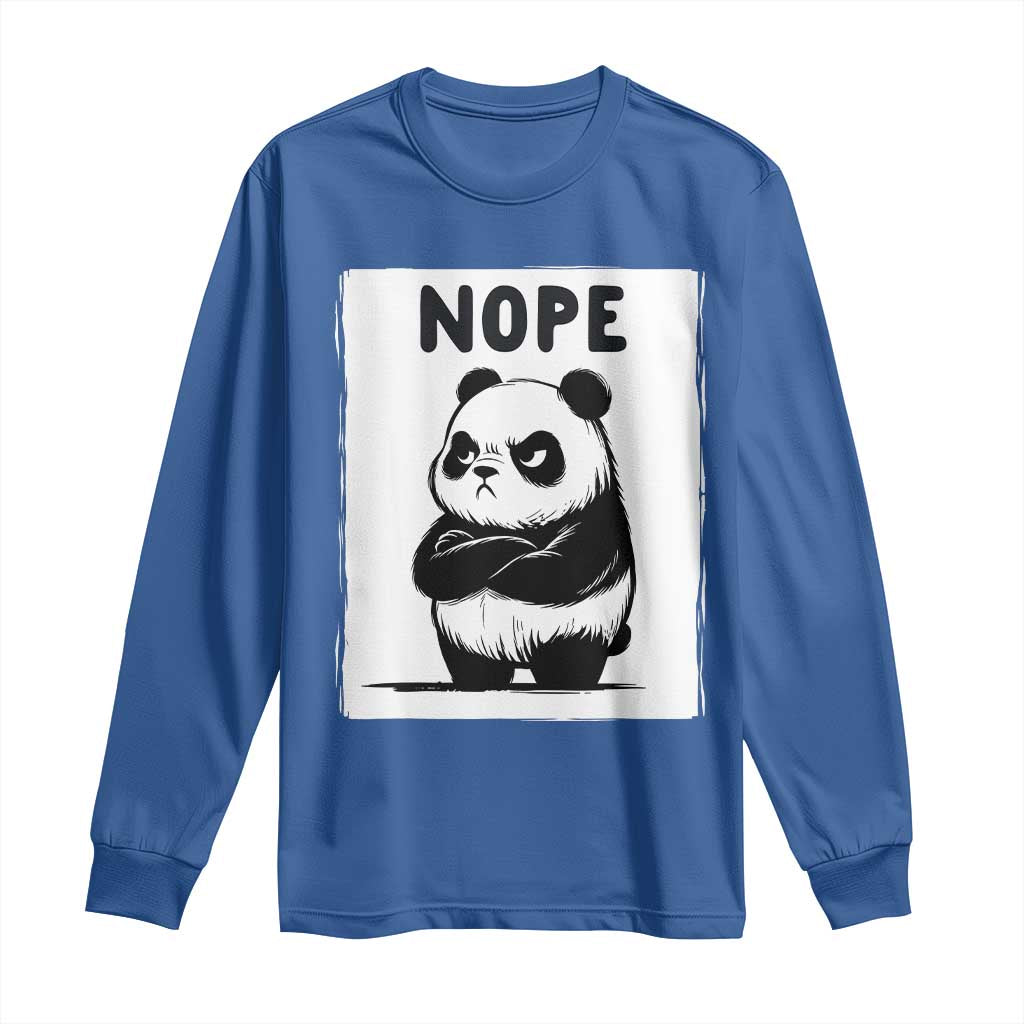 Grumpy Panda Says Nope Long Sleeve Shirt Japanese Aesthetic Panda Bear Graphic