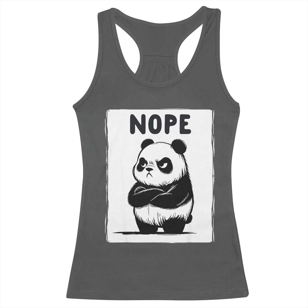 Grumpy Panda Says Nope Racerback Tank Top Japanese Aesthetic Panda Bear Graphic