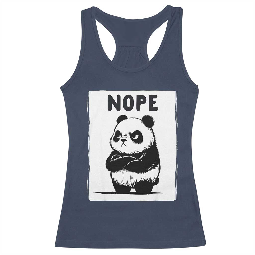 Grumpy Panda Says Nope Racerback Tank Top Japanese Aesthetic Panda Bear Graphic