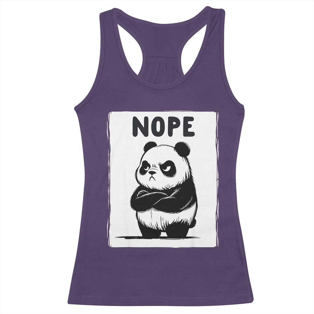 Grumpy Panda Says Nope Racerback Tank Top Japanese Aesthetic Panda Bear Graphic