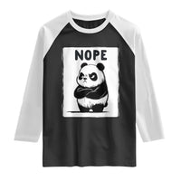 Grumpy Panda Says Nope Raglan Shirt Japanese Aesthetic Panda Bear Graphic