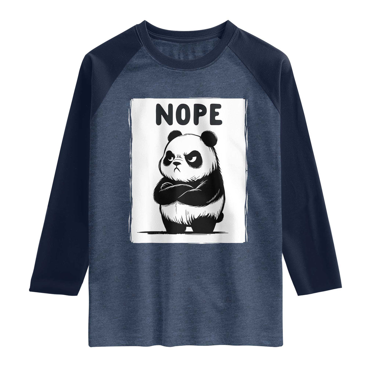 Grumpy Panda Says Nope Raglan Shirt Japanese Aesthetic Panda Bear Graphic