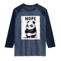 Grumpy Panda Says Nope Raglan Shirt Japanese Aesthetic Panda Bear Graphic