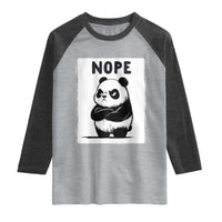Grumpy Panda Says Nope Raglan Shirt Japanese Aesthetic Panda Bear Graphic