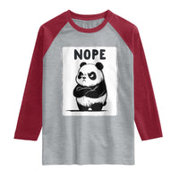 Grumpy Panda Says Nope Raglan Shirt Japanese Aesthetic Panda Bear Graphic