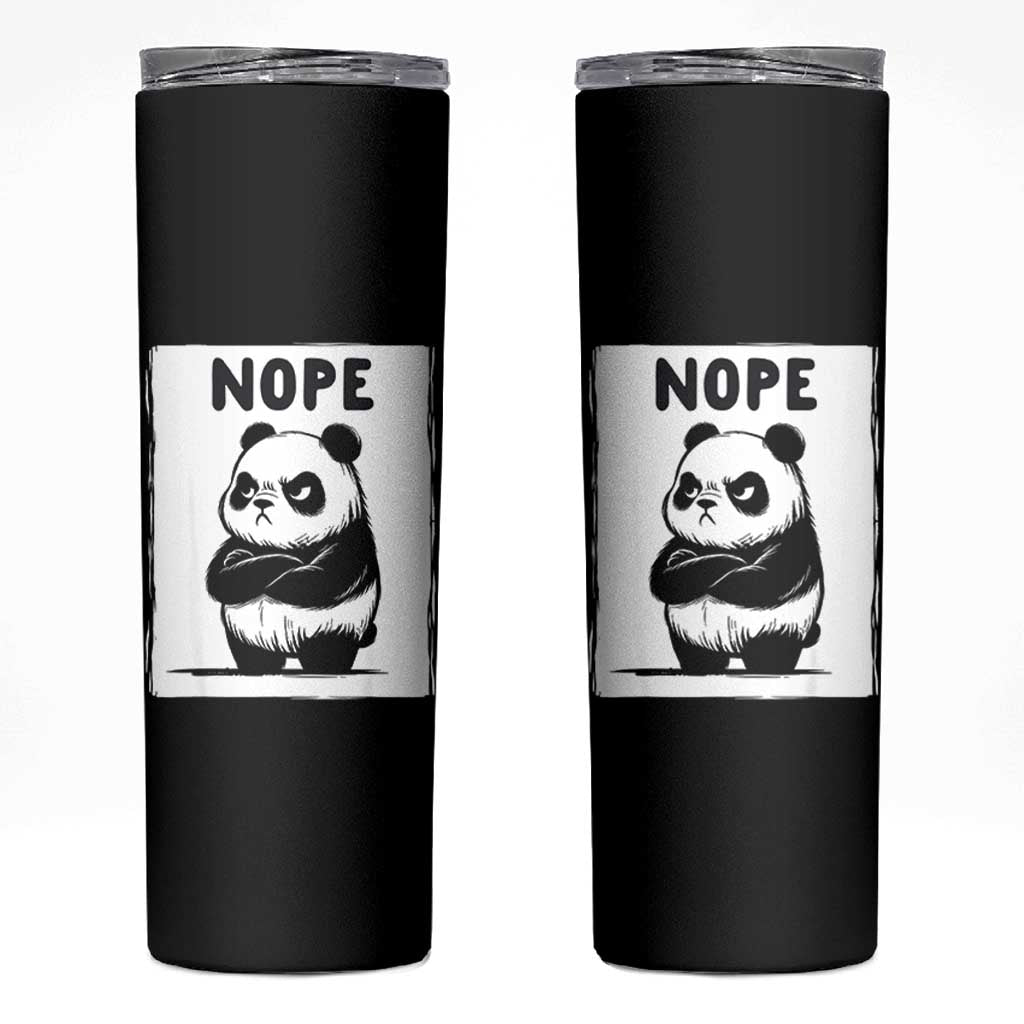 Grumpy Panda Says Nope Skinny Tumbler Japanese Aesthetic Panda Bear Graphic