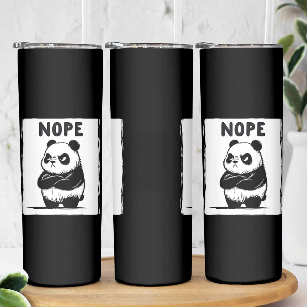 Grumpy Panda Says Nope Skinny Tumbler Japanese Aesthetic Panda Bear Graphic