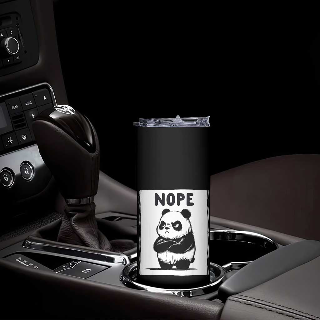 Grumpy Panda Says Nope Skinny Tumbler Japanese Aesthetic Panda Bear Graphic