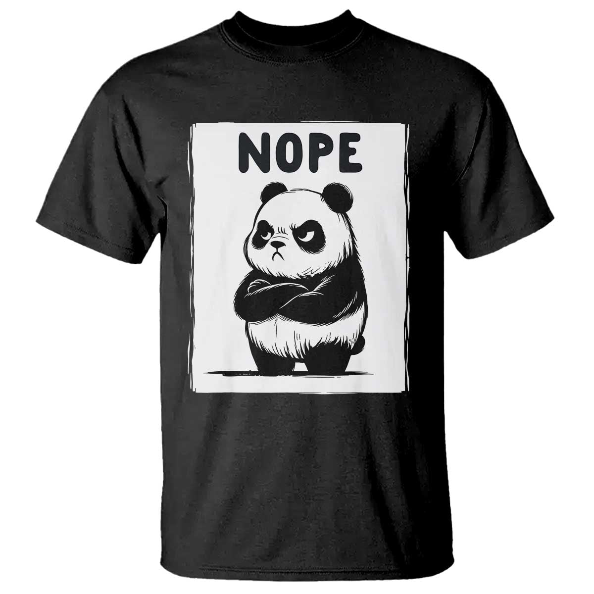Grumpy Panda Says Nope T Shirt Japanese Aesthetic Panda Bear Graphic